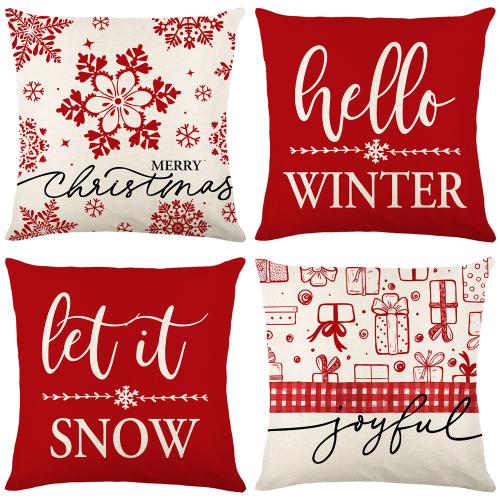 Linen Throw Pillow Covers christmas design printed PC