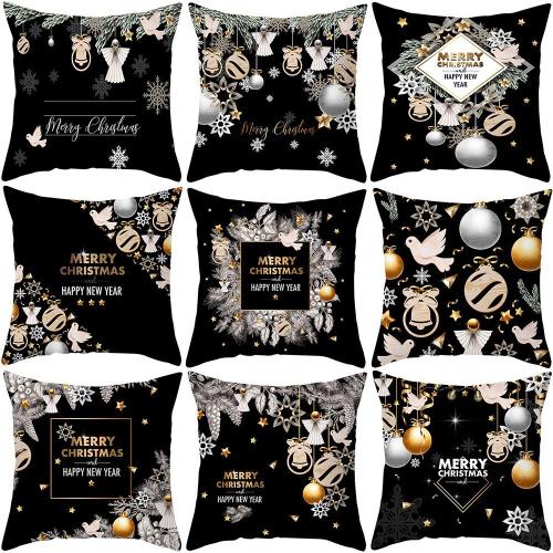 Polyester Peach Skin Throw Pillow Covers christmas design printed PC