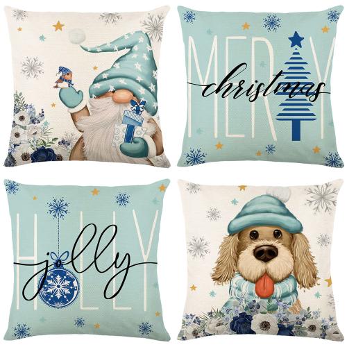 Linen Throw Pillow Covers christmas design Polyester printed PC