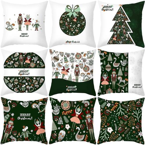 Linen & Polyester Throw Pillow Covers christmas design printed PC