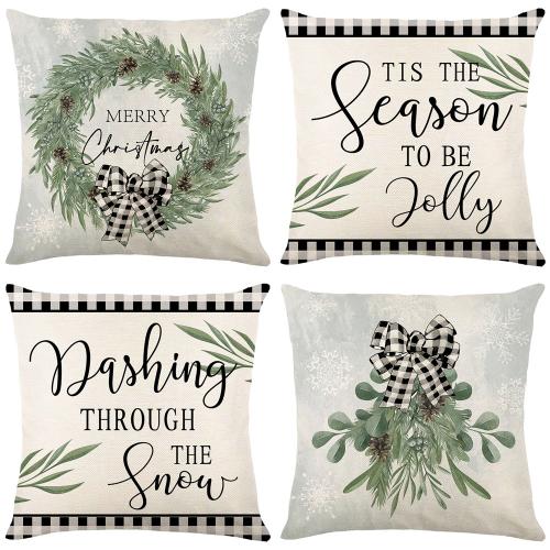 Polyester Throw Pillow Covers christmas design printed PC