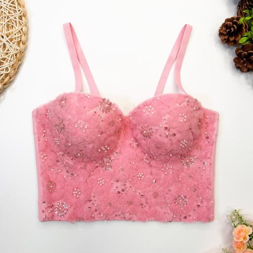 Polyester Camisole midriff-baring & skinny pink PC