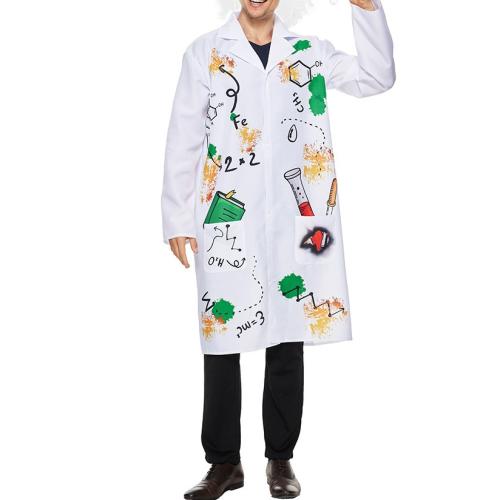 Spandex & Polyester Men Halloween Cosplay Costume Halloween Design Wig & coat printed white PC