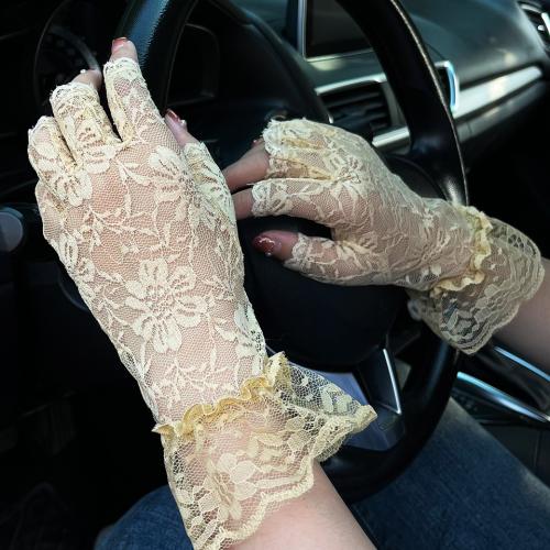Spitze Reiten Half Finger Handschuh, Floral, mehr Farben zur Auswahl, :,  Paar