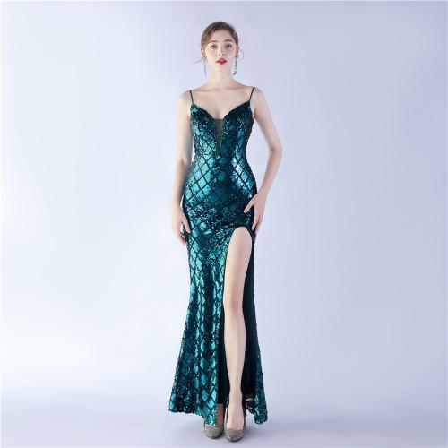 Paillettes & Polyester Robe longue de soirée Patchwork plus de couleurs pour le choix pièce