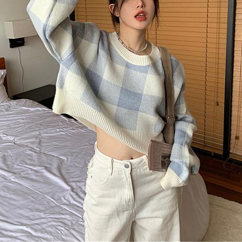 Acryl Frauen Pullover, Plaid, mehr Farben zur Auswahl, :, Stück