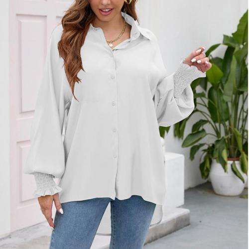 Tencel Women Long Sleeve Shirt & loose patchwork Solid PC