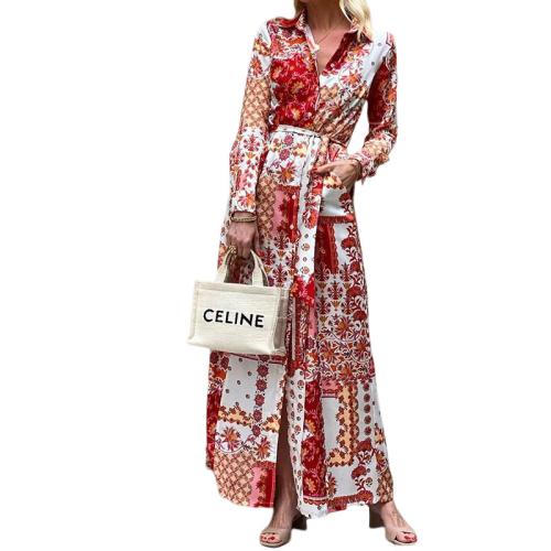 Polyester One-piece Dress large hem design patchwork Others white PC