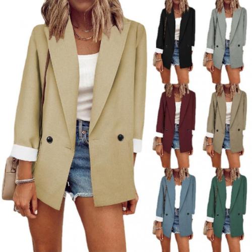 Polyester Plus Size Women Suit Coat & loose patchwork Solid PC