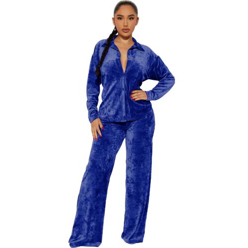 Velours de diamant d’or & Polyester Ensemble occasionnel de femmes Pantalon long & Retour au début Solide plus de couleurs pour le choix Ensemble