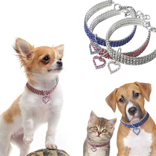 Crystal Glass & Elastic Fiber Pets Collar patchwork PC