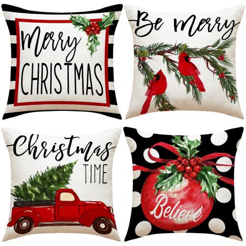 Linen Soft Pillow Case durable & christmas design printed PC
