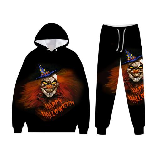 Polyester Men Casual Set Halloween Design & two piece Sweatshirt & Pants printed Set