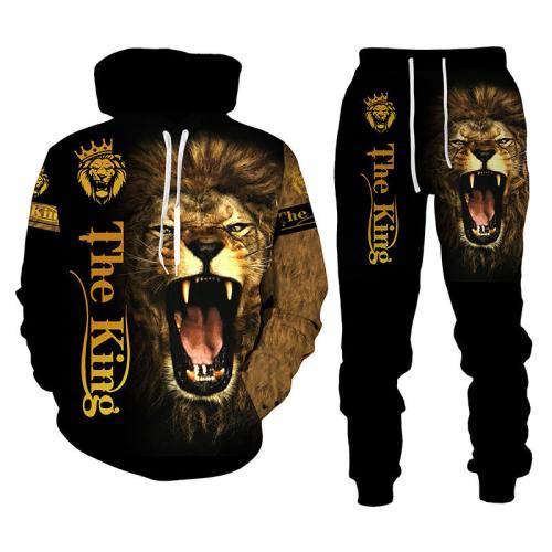 Polyester Men Casual Set & two piece Sweatshirt & Pants printed Set