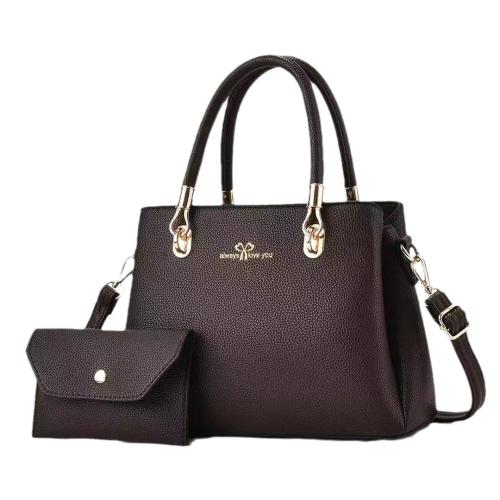 PU Leather With Coin Purse & hard-surface Handbag large capacity & attached with hanging strap Solid PC
