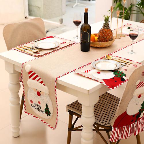 Linen Christmas Table Runner christmas design embroidered PC