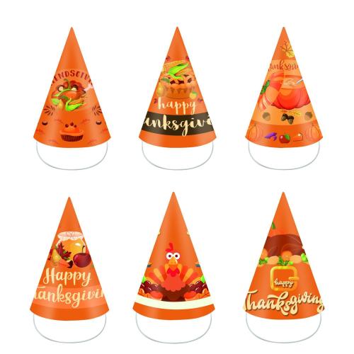 Paper Party Hat six piece printed orange PC