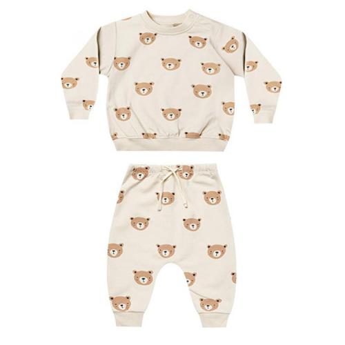 Polyester & Cotton Baby Clothes Set Cute & unisex Pants & top printed beige PC