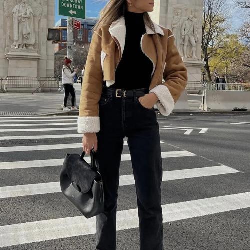 Suede Women Coat & thermal coffee PC