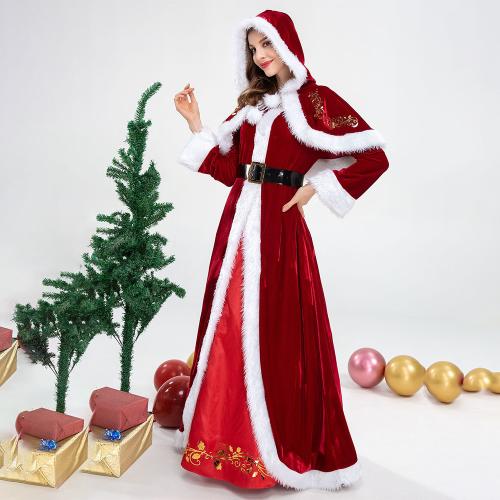 Polyester Waist-controlled & long style Women Christmas Costume Solid Set