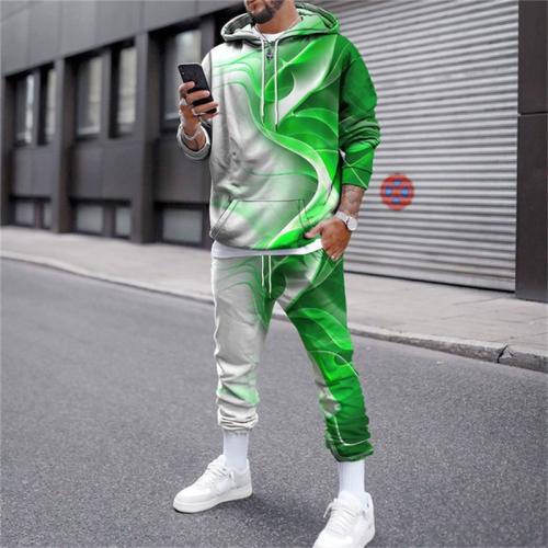 Polyester Men Casual Set & two piece Sweatshirt & Pants printed Set
