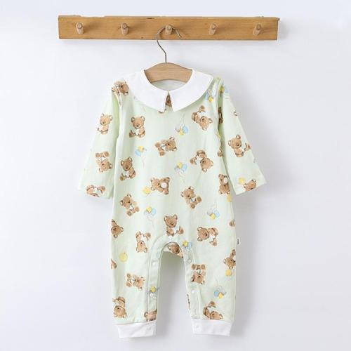 Cotton Baby Jumpsuit Cute  printed green PC