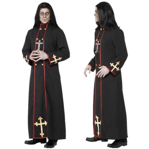 Polyester Men Halloween Cosplay Costume Halloween Design & loose necklace Solid black Set
