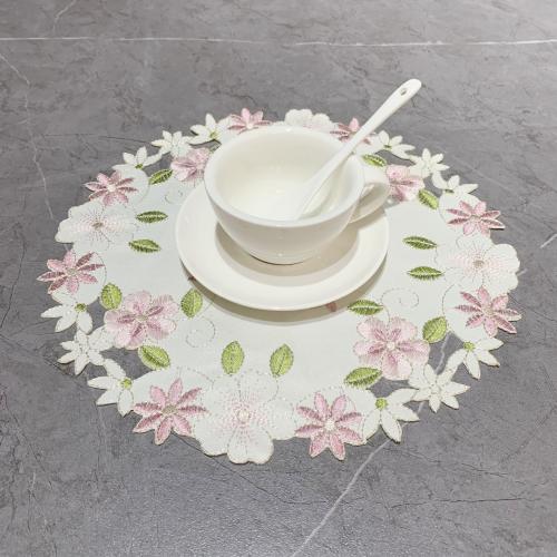 Polyester Cup Pad Geborduurd Bloemen meer kleuren naar keuze stuk