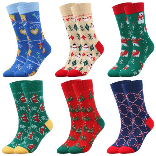 Spandex & Cotton Men Knee Socks christmas design & deodorant & breathable Pair