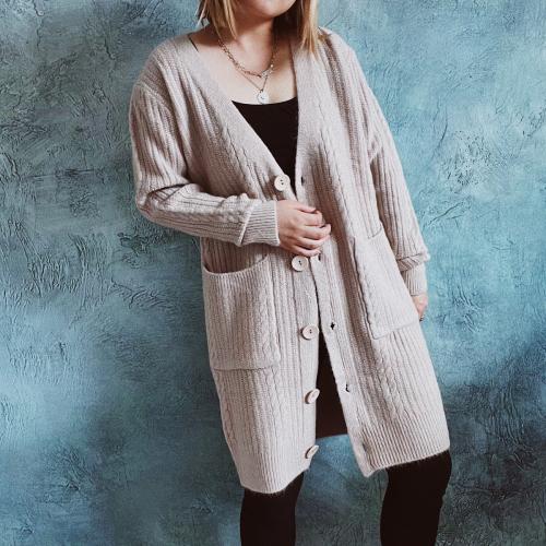 Polyester Slim & long style Sweater Coat thermal knitted Others PC