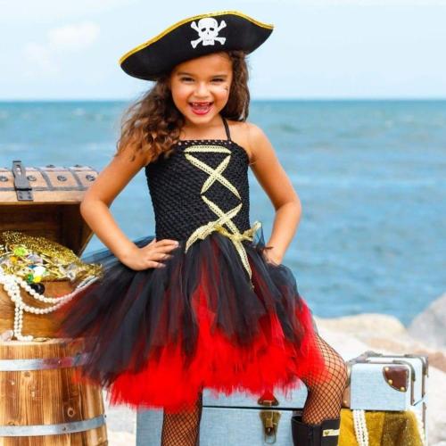 Polyester with hat & Ball Gown Children Halloween Cosplay Costume Halloween Design black Set