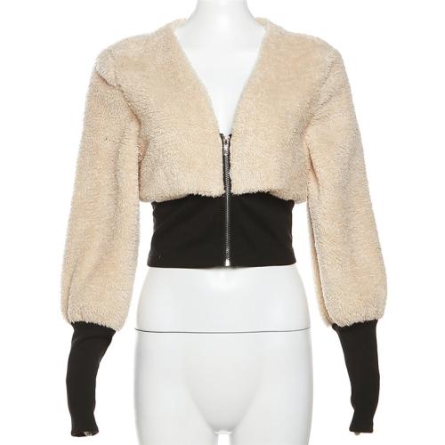 Polyester Slim Women Coat khaki PC