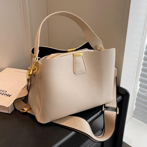 PU Leather Handbag with extra hanging strap & soft surface PC