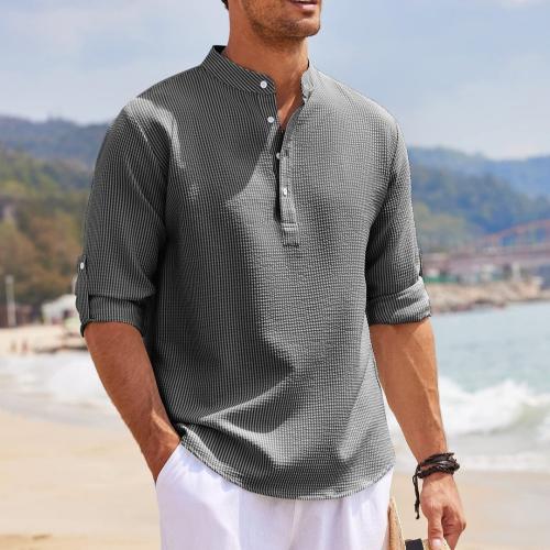 Polyester Plus Size Men Long Sleeve Casual Shirts & loose PC