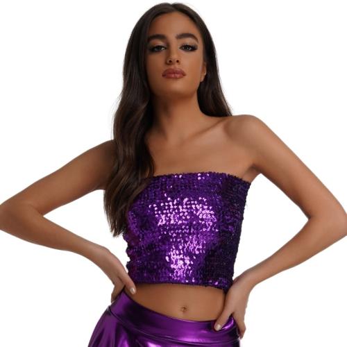 Pailletten & Polyester Tube Top meer kleuren naar keuze : stuk