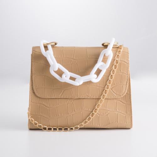 PU Leather Box Bag Handbag with chain Stone Grain PC