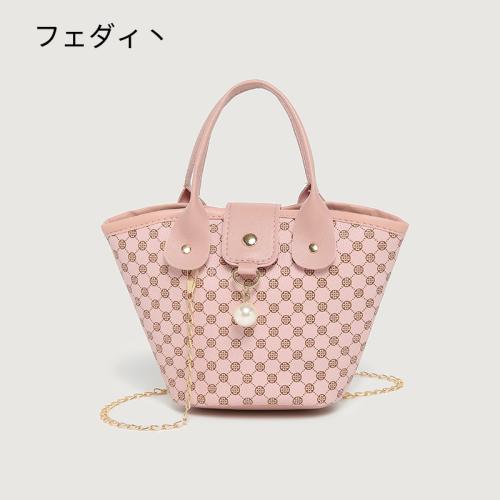 PU Leather Bucket Bag Handbag with chain & soft surface PC