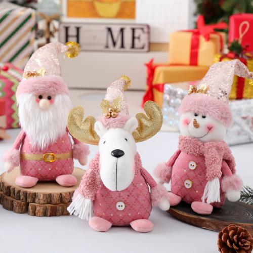 Cloth Plush Doll for home decoration & christmas design pink PC
