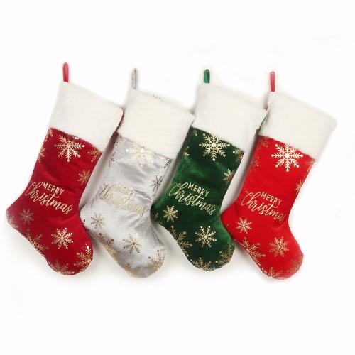 Flannelette & Adhesive Bonded Fabric Christmas Decoration Stocking christmas design gold foil print PC