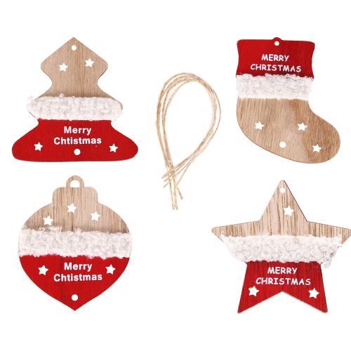 Houten Kerstboom hangende Decoratie ander keuzepatroon meer kleuren naar keuze Zak