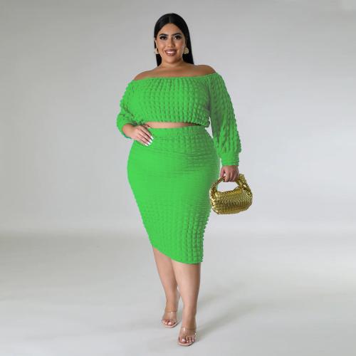 Polyester Slim & Plus Size Two-Piece Dress Set midriff-baring & two piece Solid Set
