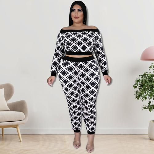 Poliéster Conjunto casual de las mujeres, Pantalones largos & parte superior, impreso, Argyle, más colores para elegir, Conjunto
