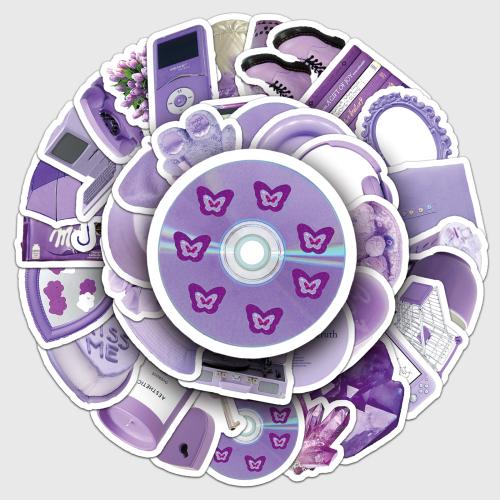 PVC Rubber DIY & Waterproof Decorative Sticker Cute mixed pattern purple and white Bag