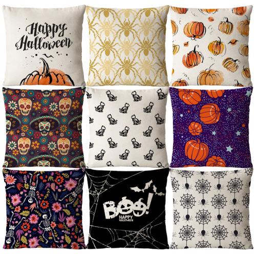 Linen Soft Pillow Case Halloween Design printed PC