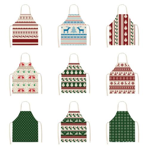 Linen Antifouling Aprons christmas design printed PC