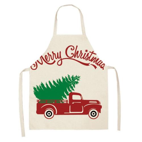 Linen Antifouling Aprons christmas design printed PC