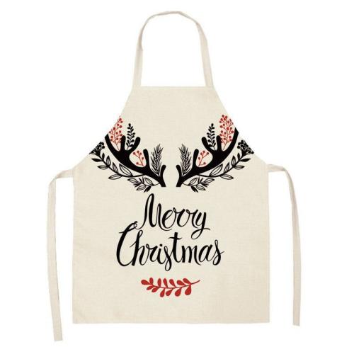 Linen Antifouling Aprons christmas design printed PC