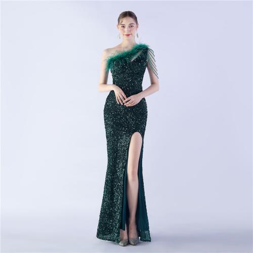 Paillettes & Spandex & Polyester Robe longue de soirée Patchwork Solide plus de couleurs pour le choix pièce
