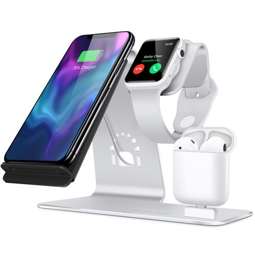 Zinc Alloy 3 in 1 Wireless Charger wireless Silicone Solid PC