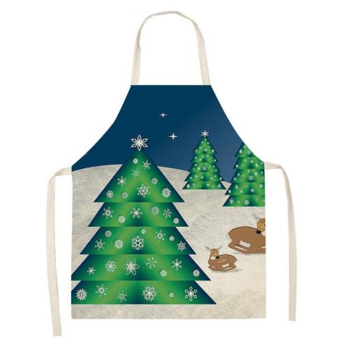 Linen Antifouling Aprons christmas design printed PC